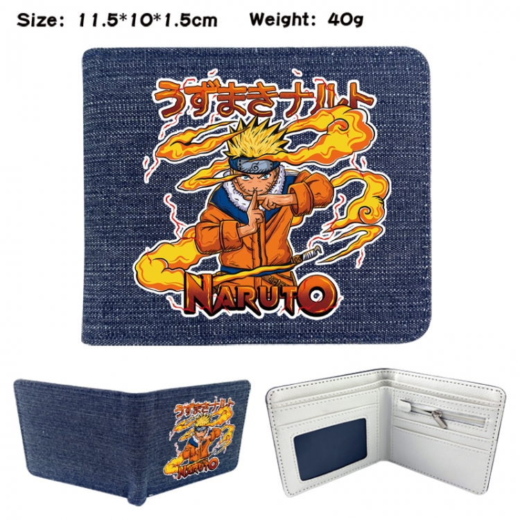 Naruto Anime denim folding full-color wallet 11.5X10X1.5CM