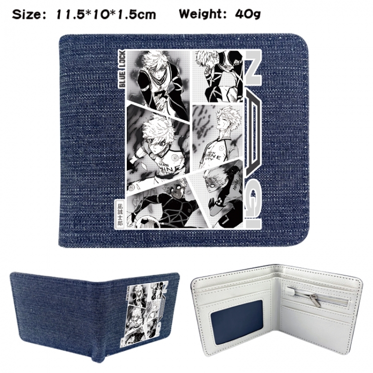 BLUE LOCK Anime denim folding full-color wallet 11.5X10X1.5CM