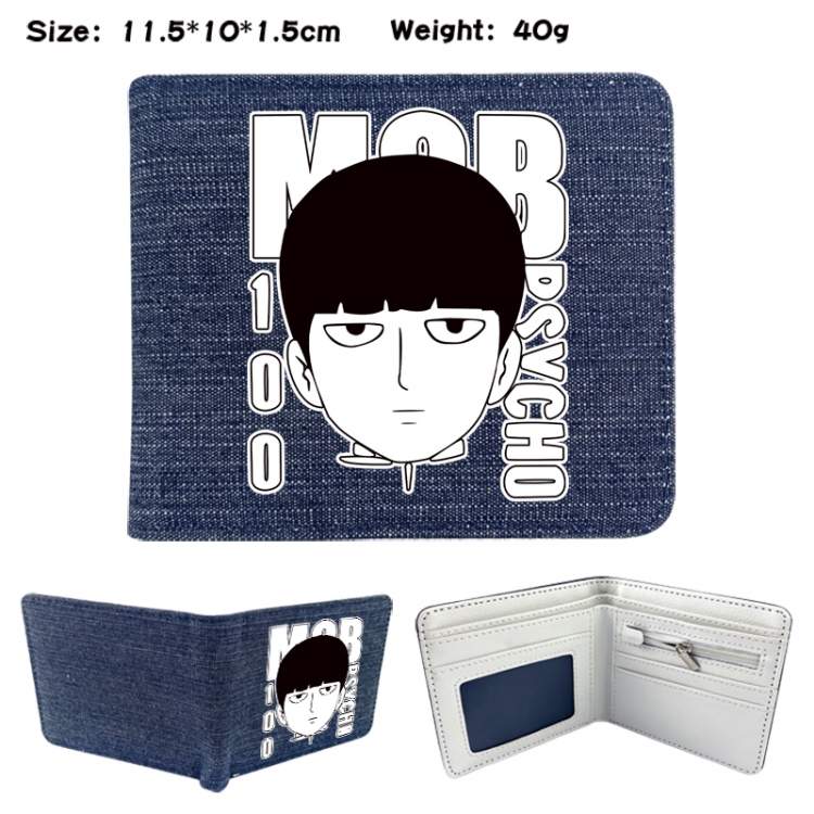 Mob Psycho 100 Anime denim folding full-color wallet 11.5X10X1.5CM