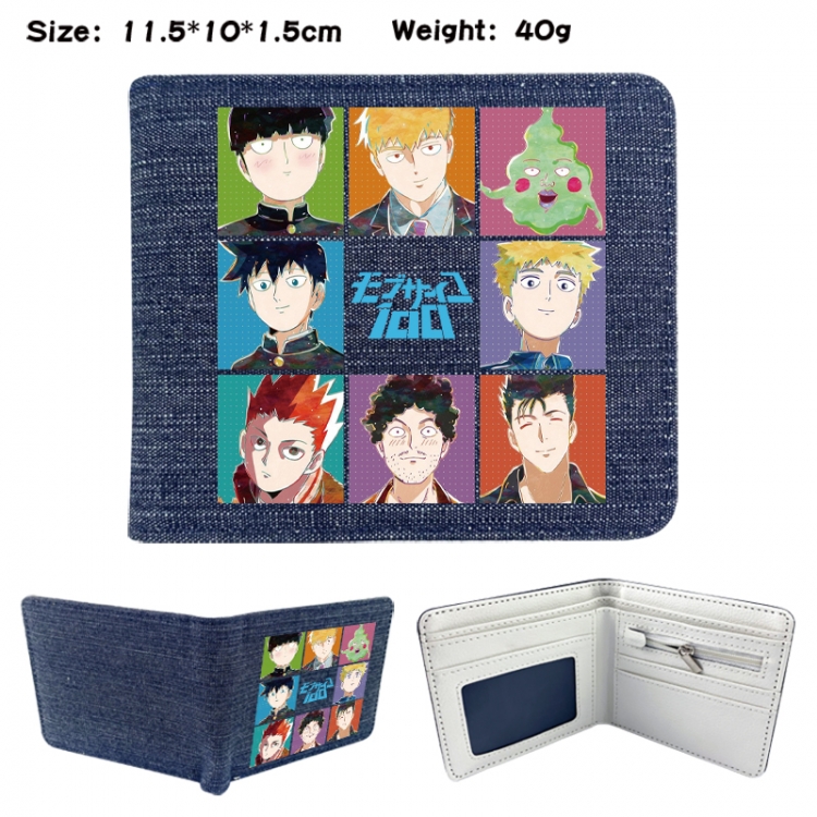 Mob Psycho 100 Anime denim folding full-color wallet 11.5X10X1.5CM