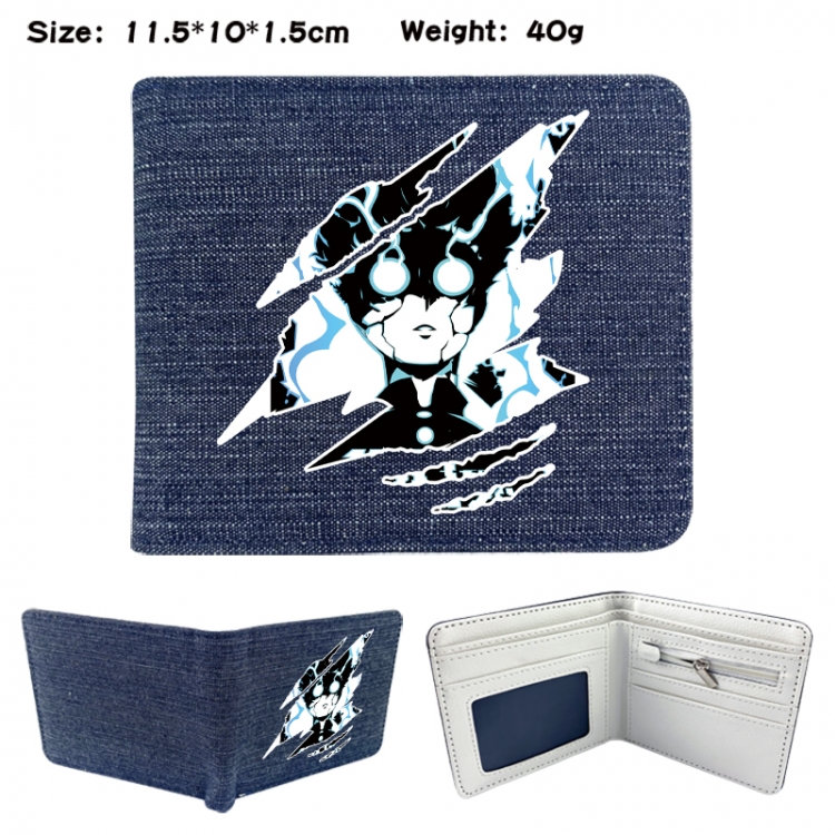 Mob Psycho 100 Anime denim folding full-color wallet 11.5X10X1.5CM