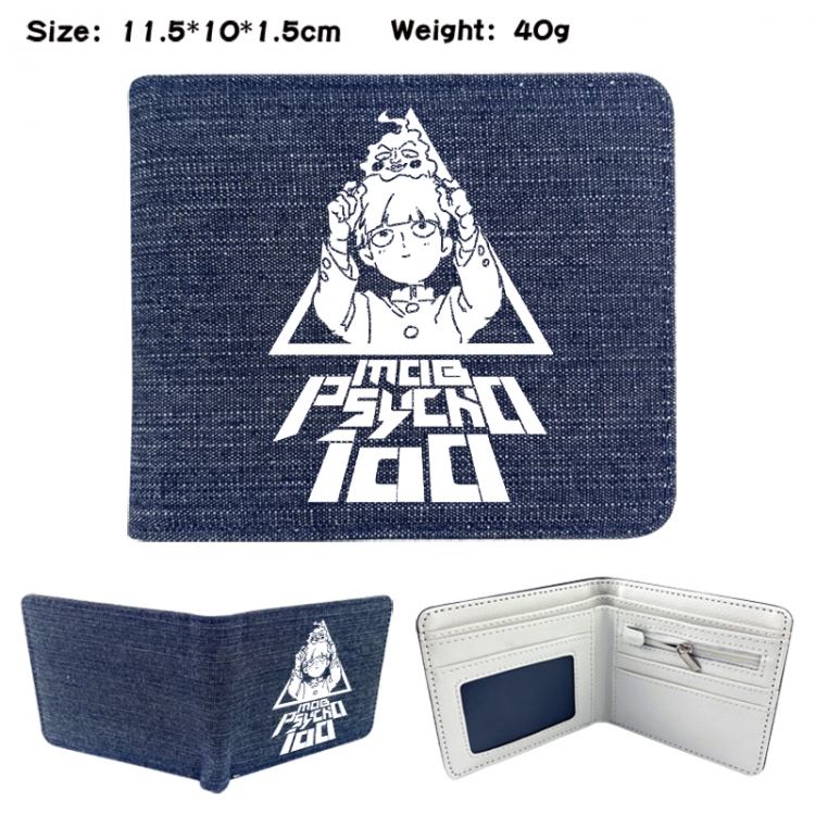 Mob Psycho 100 Anime denim folding full-color wallet 11.5X10X1.5CM