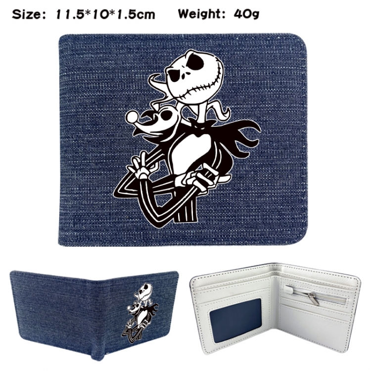 The Nightmare Before Christmas Anime denim folding full-color wallet 11.5X10X1.5CM