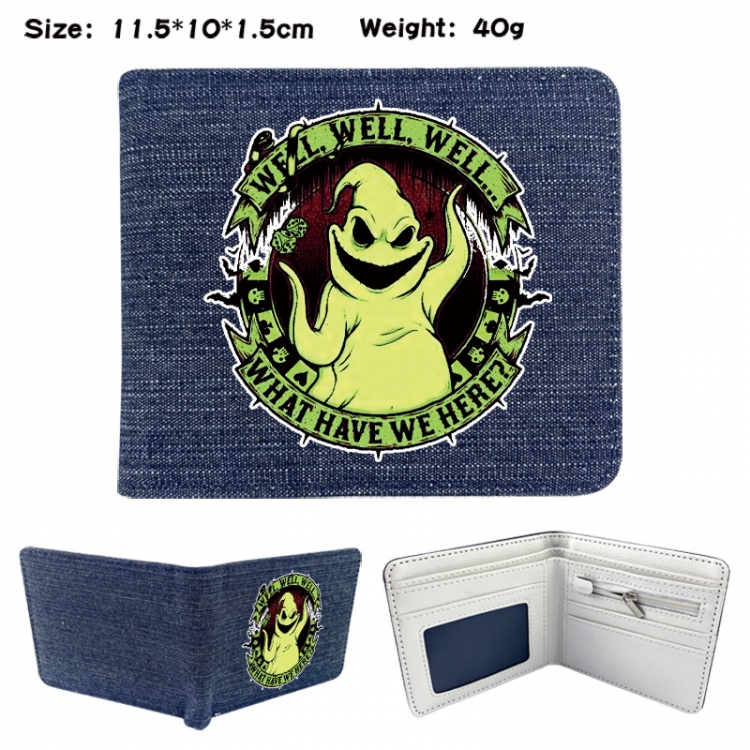 The Nightmare Before Christmas Anime denim folding full-color wallet 11.5X10X1.5CM