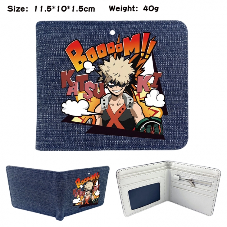 My Hero Academia Anime denim folding full-color wallet 11.5X10X1.5CM