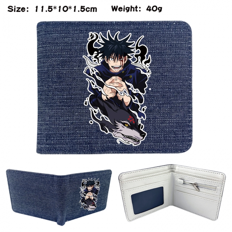 Jujutsu Kaisen Anime denim folding full-color wallet 11.5X10X1.5CM