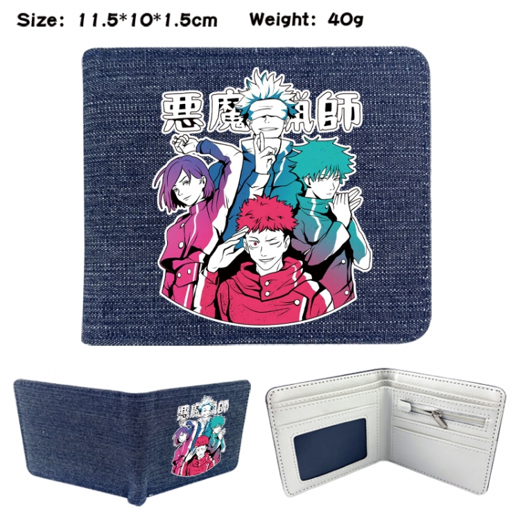 Jujutsu Kaisen Anime denim folding full-color wallet 11.5X10X1.5CM