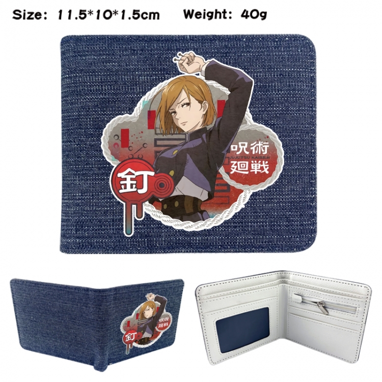 Jujutsu Kaisen Anime denim folding full-color wallet 11.5X10X1.5CM