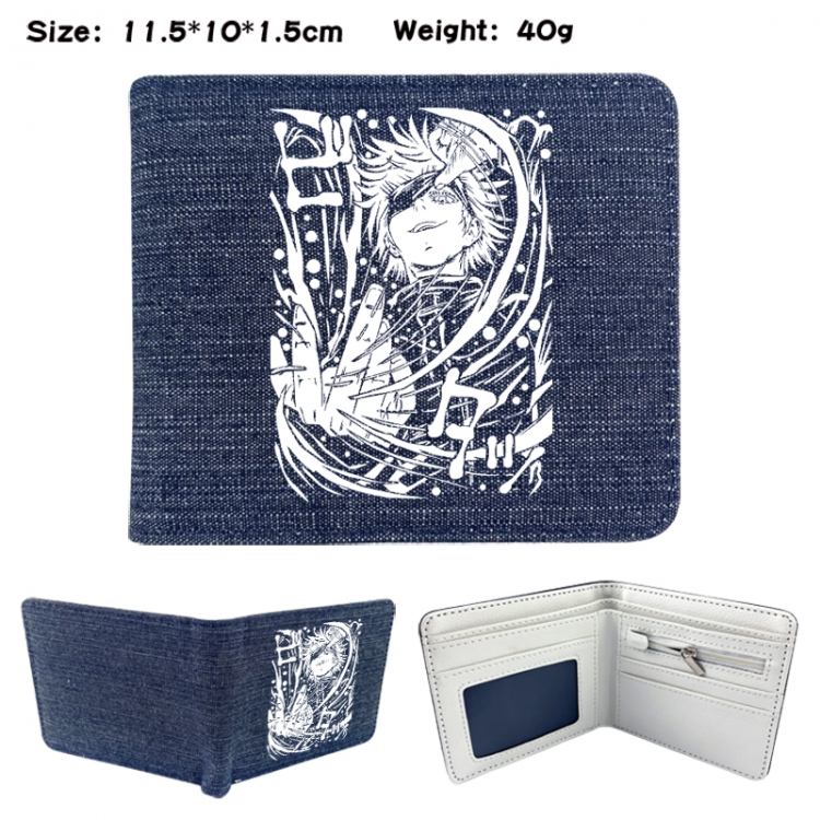 Jujutsu Kaisen Anime denim folding full-color wallet 11.5X10X1.5CM