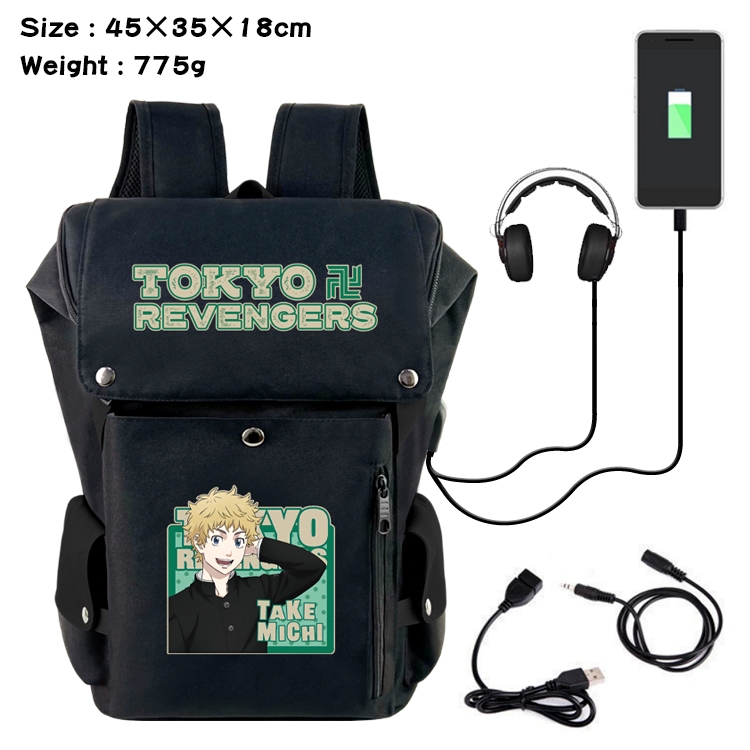 Tokyo Revengers Anime Canvas Bucket Data Cable Backpack School Bag 45X35X18CM 775G