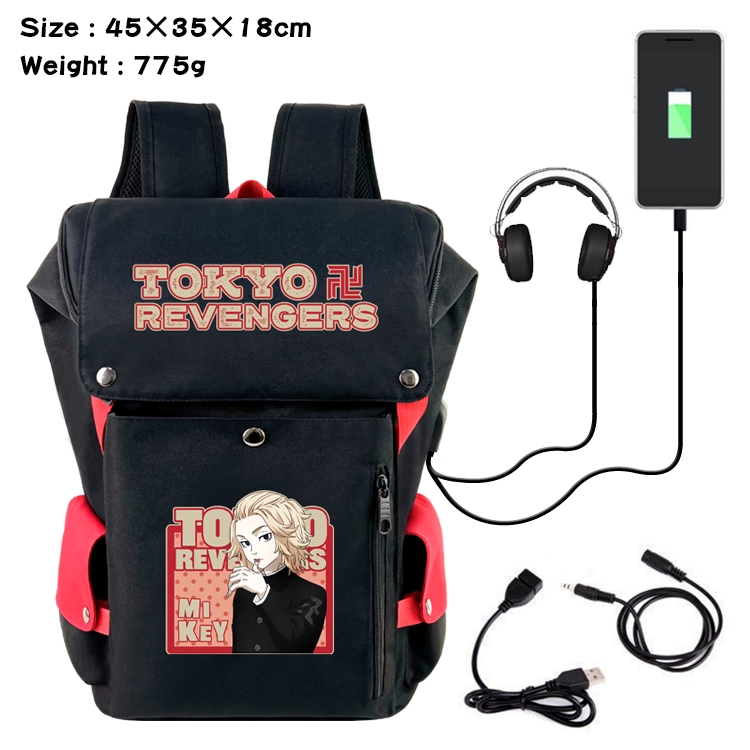 Tokyo Revengers Anime Canvas Bucket Data Cable Backpack School Bag 45X35X18CM 775G