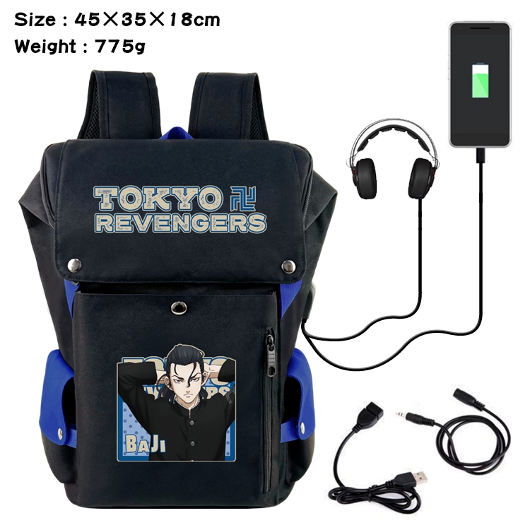 Tokyo Revengers Anime Canvas Bucket Data Cable Backpack School Bag 45X35X18CM 775G