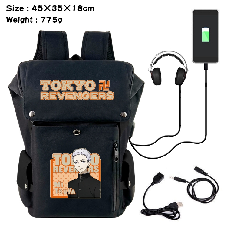 Tokyo Revengers Anime Canvas Bucket Data Cable Backpack School Bag 45X35X18CM 775G