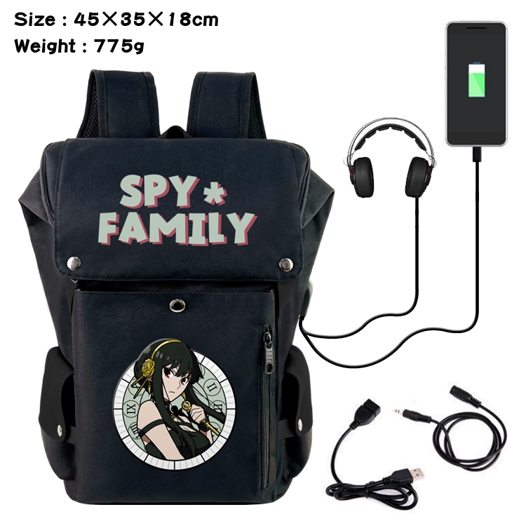 SPY×FAMILY Anime Canvas Bucket Data Cable Backpack School Bag 45X35X18CM 775G