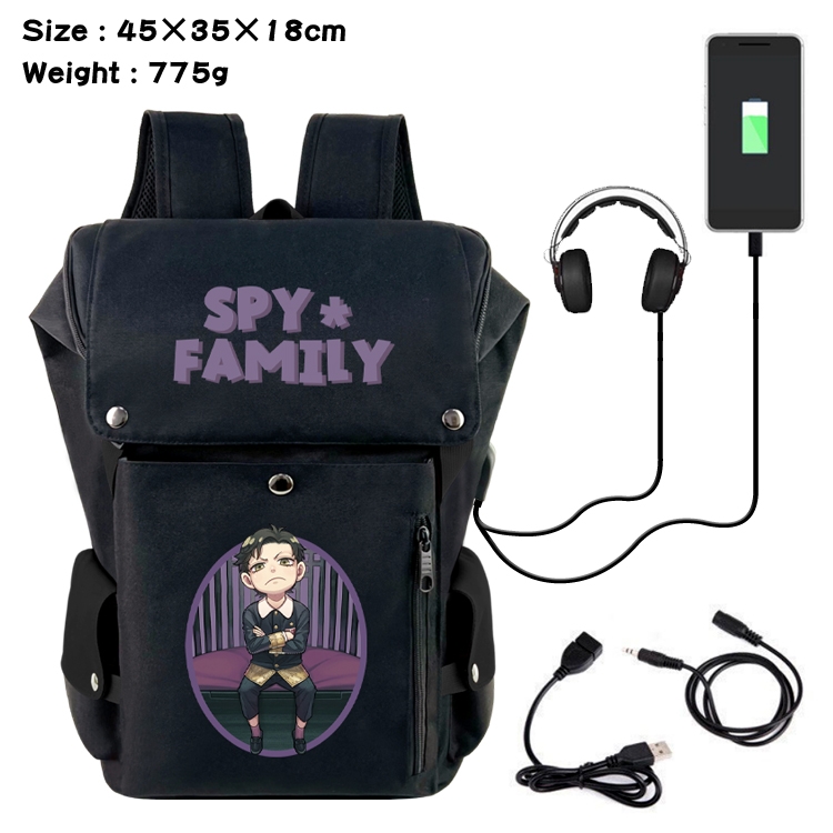 SPY×FAMILY Anime Canvas Bucket Data Cable Backpack School Bag 45X35X18CM 775G