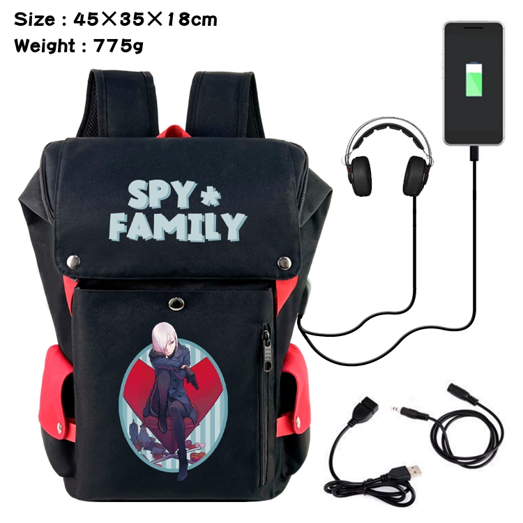 SPY×FAMILY Anime Canvas Bucket Data Cable Backpack School Bag 45X35X18CM 775G