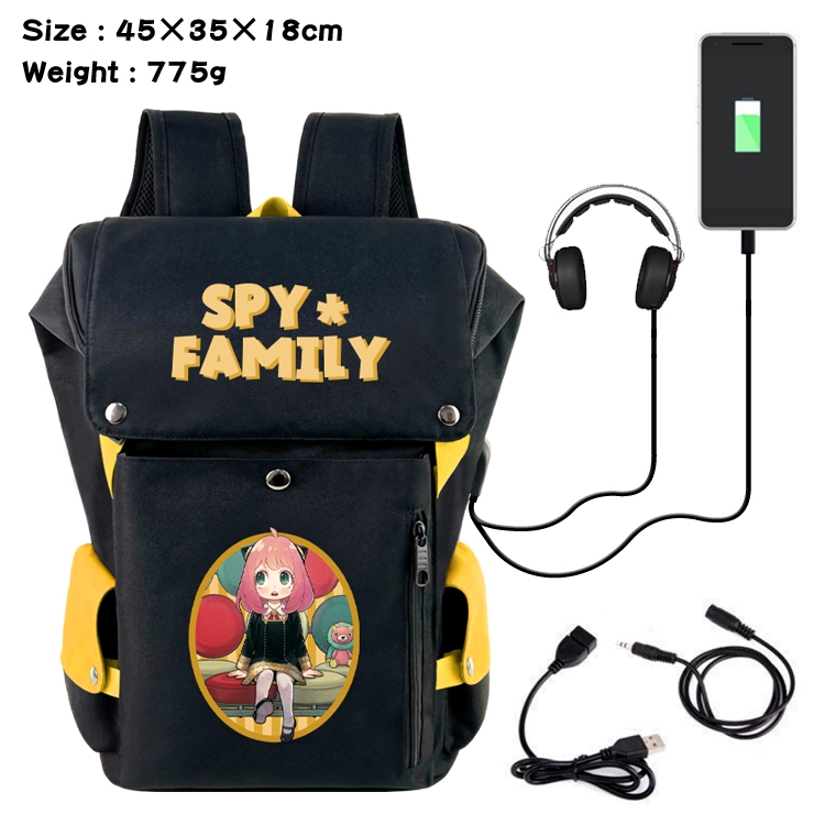 SPY×FAMILY Anime Canvas Bucket Data Cable Backpack School Bag 45X35X18CM 775G