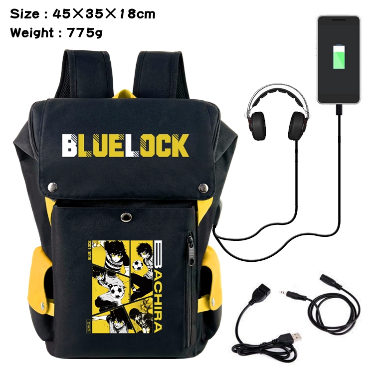 BLUE LOCK  Anime Canvas Bucket Data Cable Backpack School Bag 45X35X18CM 775G