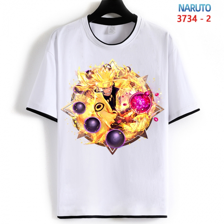 Naruto Cotton crew neck black and white trim short-sleeved T-shirt from S to 4XL HM-3734-2