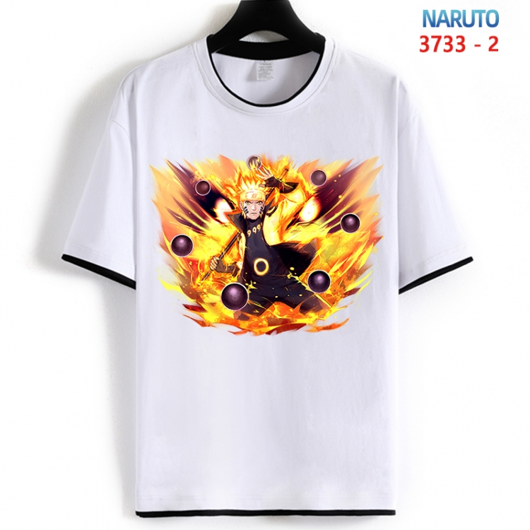 Naruto Cotton crew neck black and white trim short-sleeved T-shirt from S to 4XL  HM-3733-2