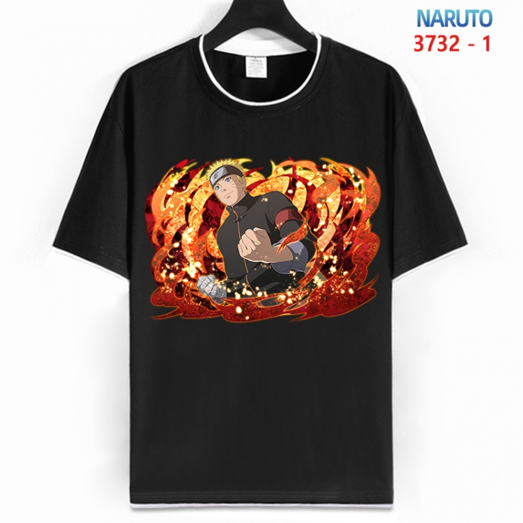 Naruto Cotton crew neck black and white trim short-sleeved T-shirt from S to 4XL HM-3732-1
