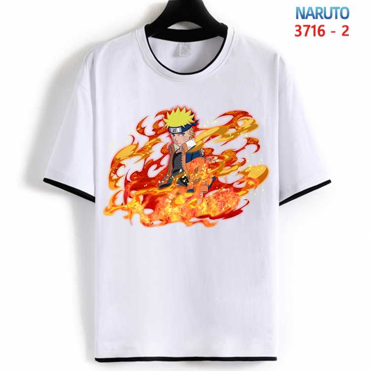 Naruto Cotton crew neck black and white trim short-sleeved T-shirt from S to 4XL HM-3716-2