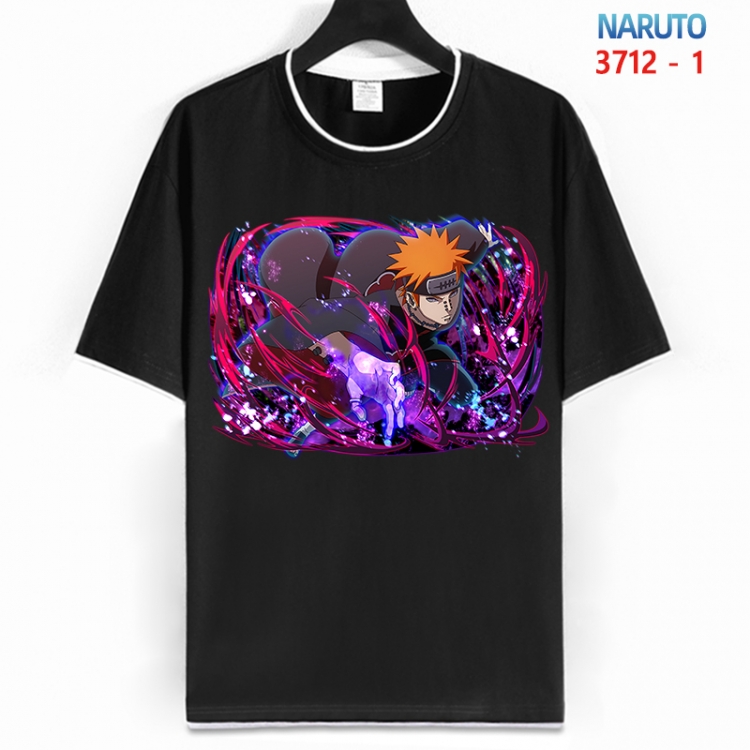 Naruto Cotton crew neck black and white trim short-sleeved T-shirt from S to 4XL HM-3712-1