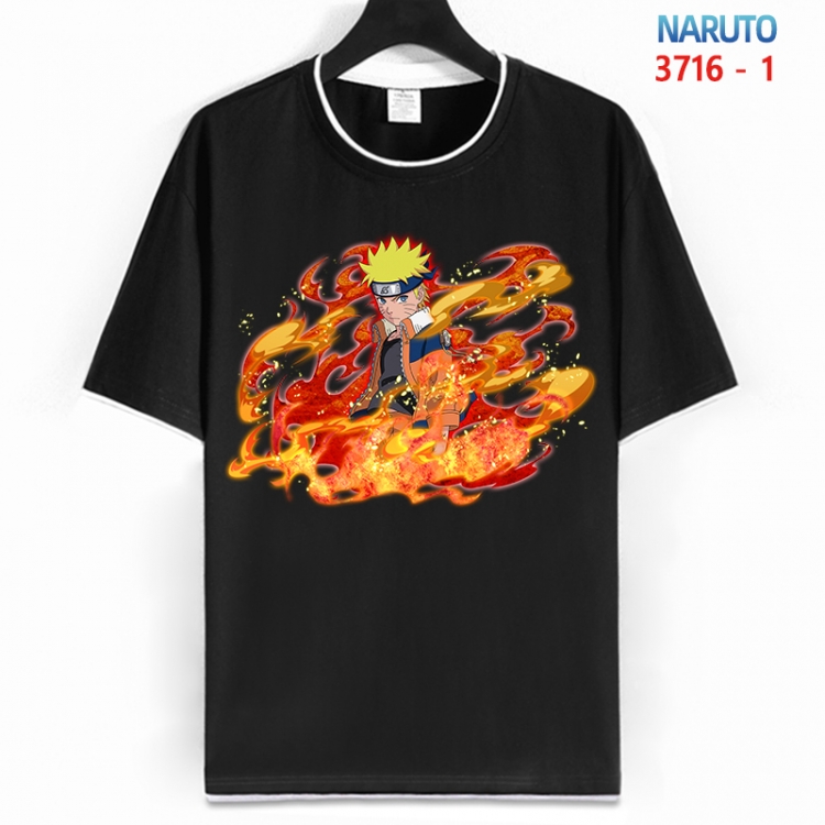 Naruto Cotton crew neck black and white trim short-sleeved T-shirt from S to 4XL  HM-3716-1