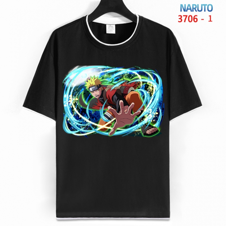 Naruto Cotton crew neck black and white trim short-sleeved T-shirt from S to 4XL  HM-3706-1