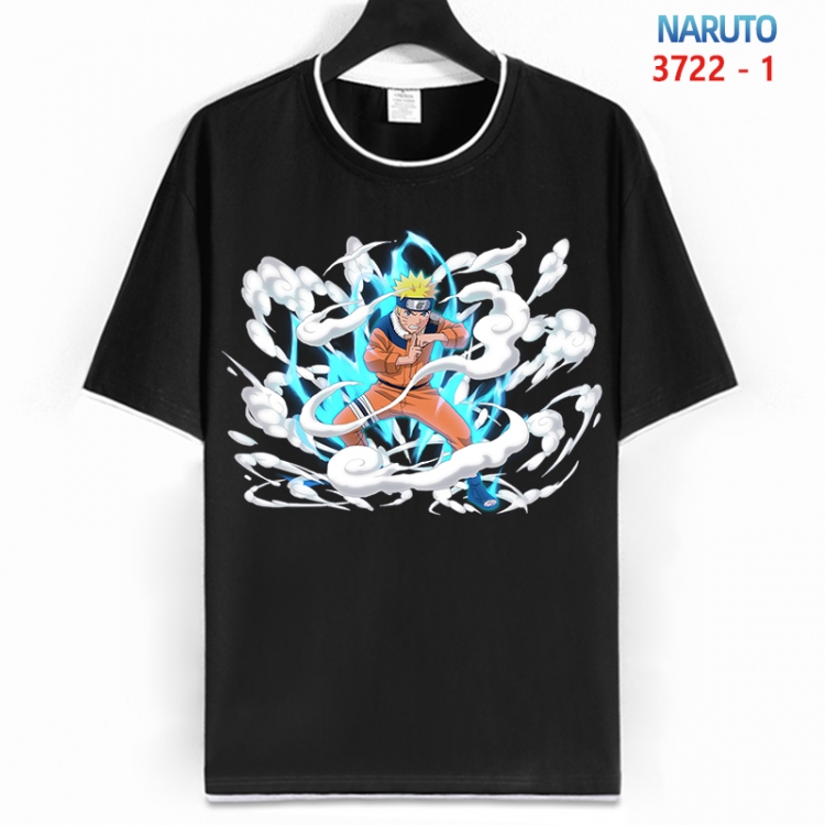Naruto Cotton crew neck black and white trim short-sleeved T-shirt from S to 4XL  HM-3722-1