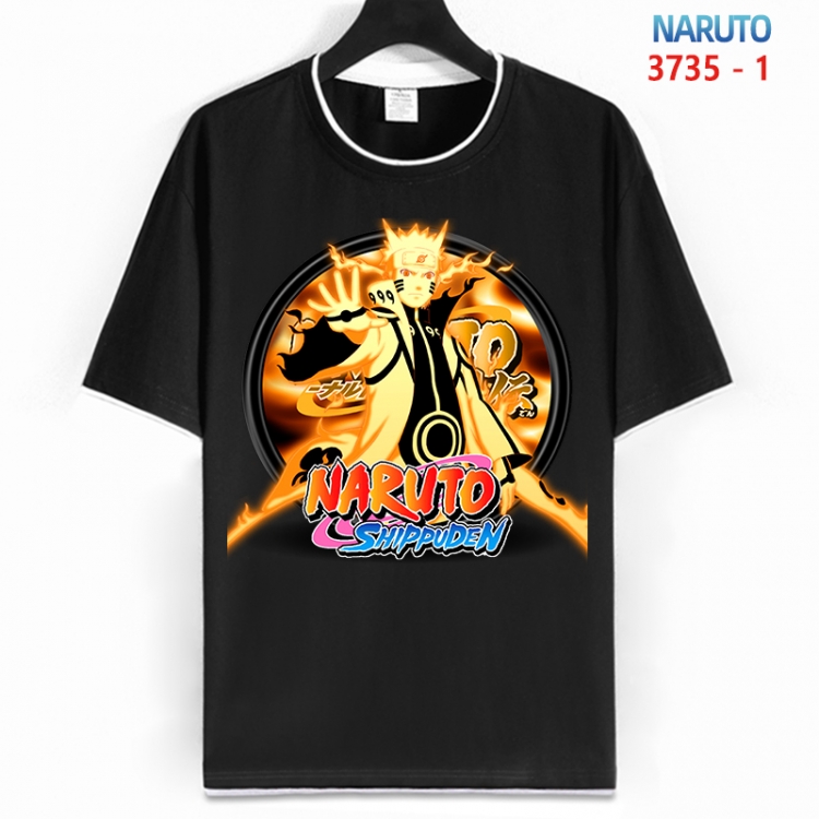 Naruto Cotton crew neck black and white trim short-sleeved T-shirt from S to 4XL HM-3735-1