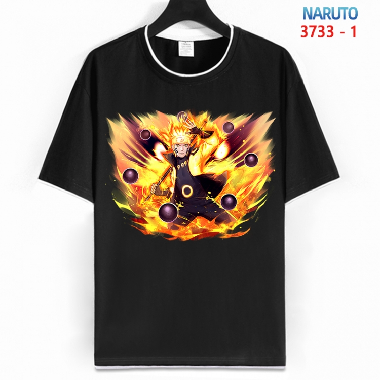 Naruto Cotton crew neck black and white trim short-sleeved T-shirt from S to 4XL  HM-3733-1
