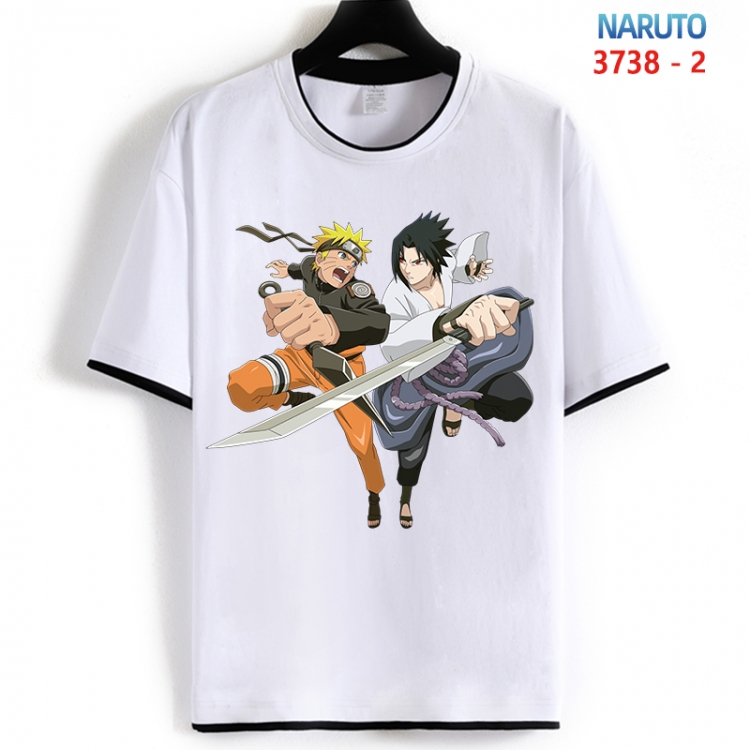 Naruto Cotton crew neck black and white trim short-sleeved T-shirt from S to 4XL HM-3738-2