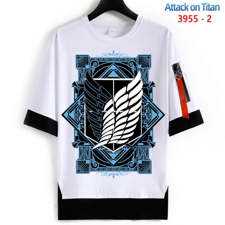 Shingeki no Kyojin Cotton Crew Neck Fake Two-Piece Short Sleeve T-Shirt from S to 4XL  HM-3955-2