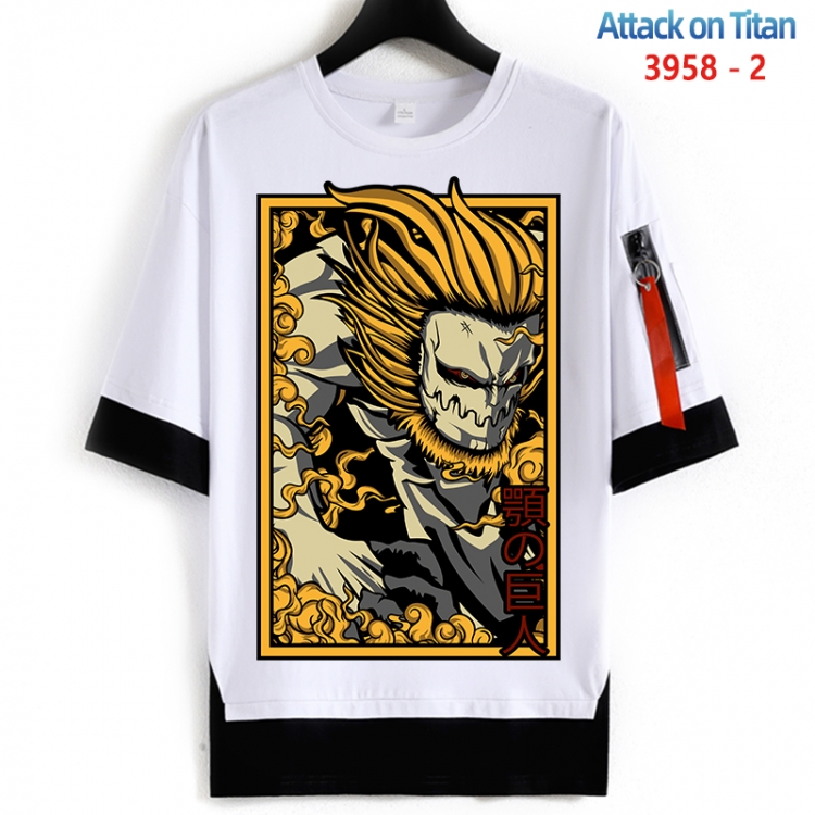 Shingeki no Kyojin Cotton Crew Neck Fake Two-Piece Short Sleeve T-Shirt from S to 4XL HM-3958-2