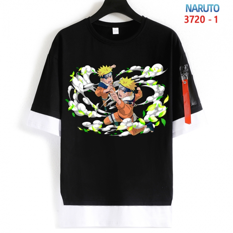 Naruto Cotton Crew Neck Fake Two-Piece Short Sleeve T-Shirt from S to 4XL  HM-3720-1