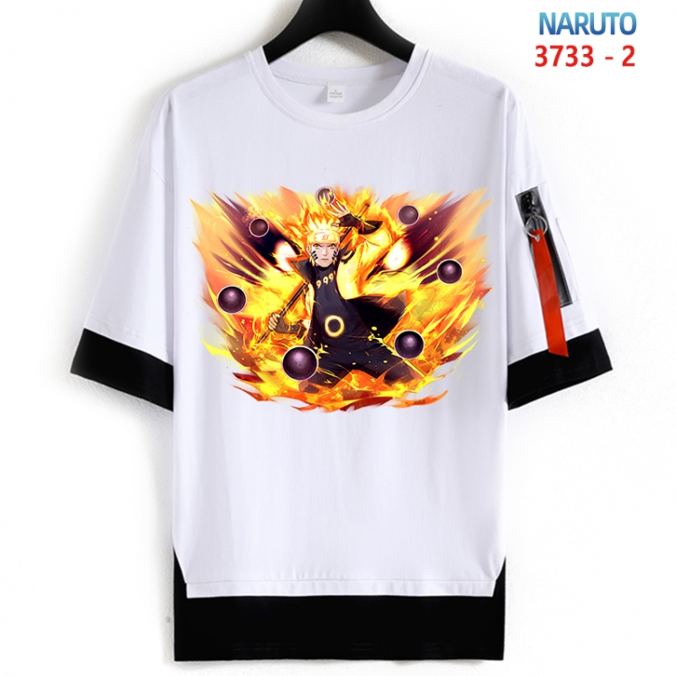 Naruto Cotton Crew Neck Fake Two-Piece Short Sleeve T-Shirt from S to 4XL  HM-3733-2