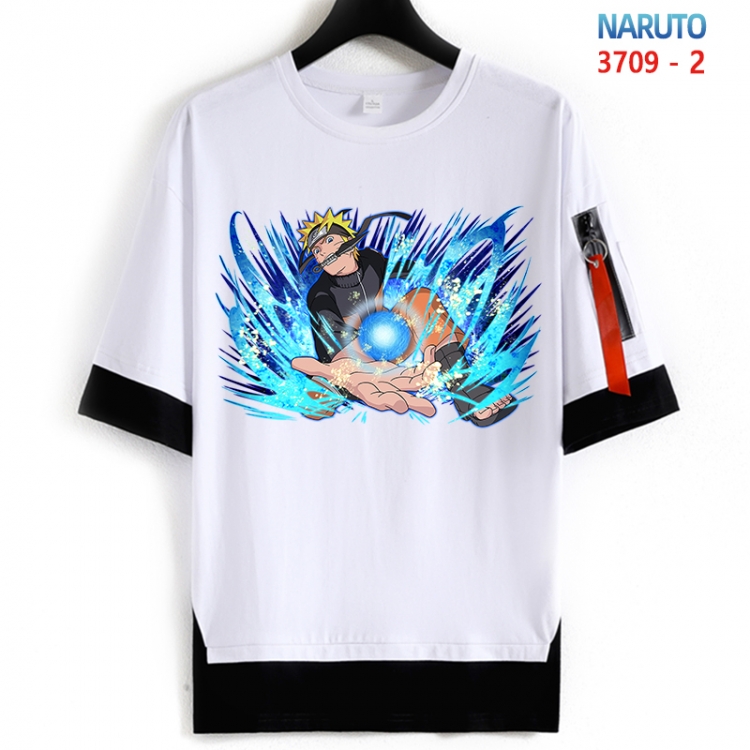 Naruto Cotton Crew Neck Fake Two-Piece Short Sleeve T-Shirt from S to 4XL  HM-3709-2