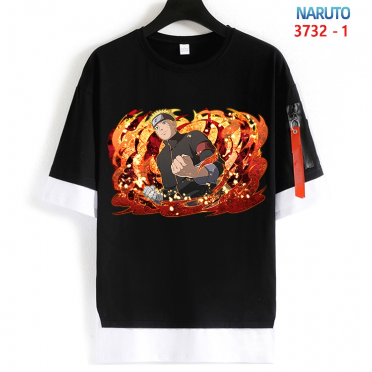 Naruto Cotton Crew Neck Fake Two-Piece Short Sleeve T-Shirt from S to 4XL  HM-3732-1