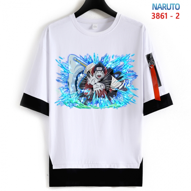 Naruto Cotton Crew Neck Fake Two-Piece Short Sleeve T-Shirt from S to 4XL  HM-3861-2