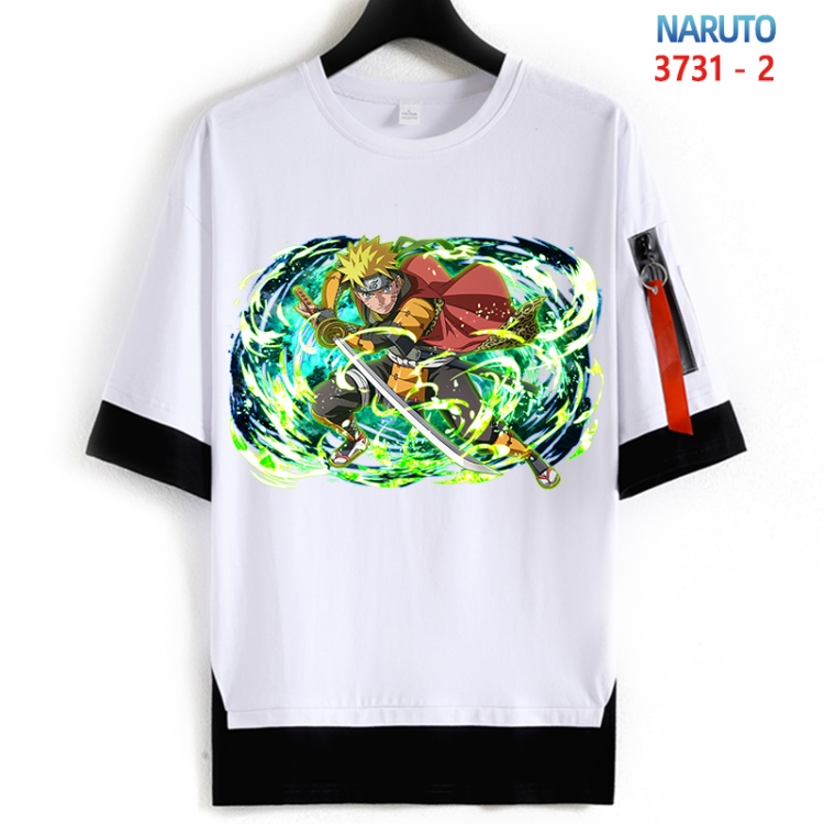 Naruto Cotton Crew Neck Fake Two-Piece Short Sleeve T-Shirt from S to 4XL HM-3731-2