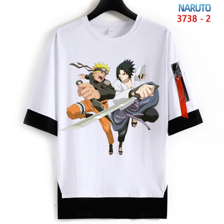 Naruto Cotton Crew Neck Fake Two-Piece Short Sleeve T-Shirt from S to 4XL  HM-3738-2