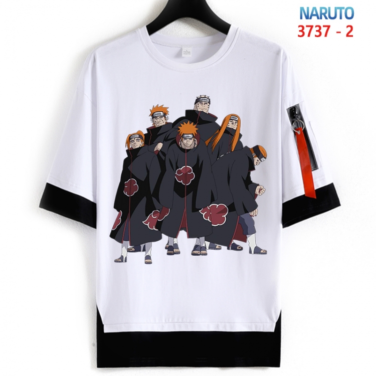 Naruto Cotton Crew Neck Fake Two-Piece Short Sleeve T-Shirt from S to 4XL  HM-3737-2