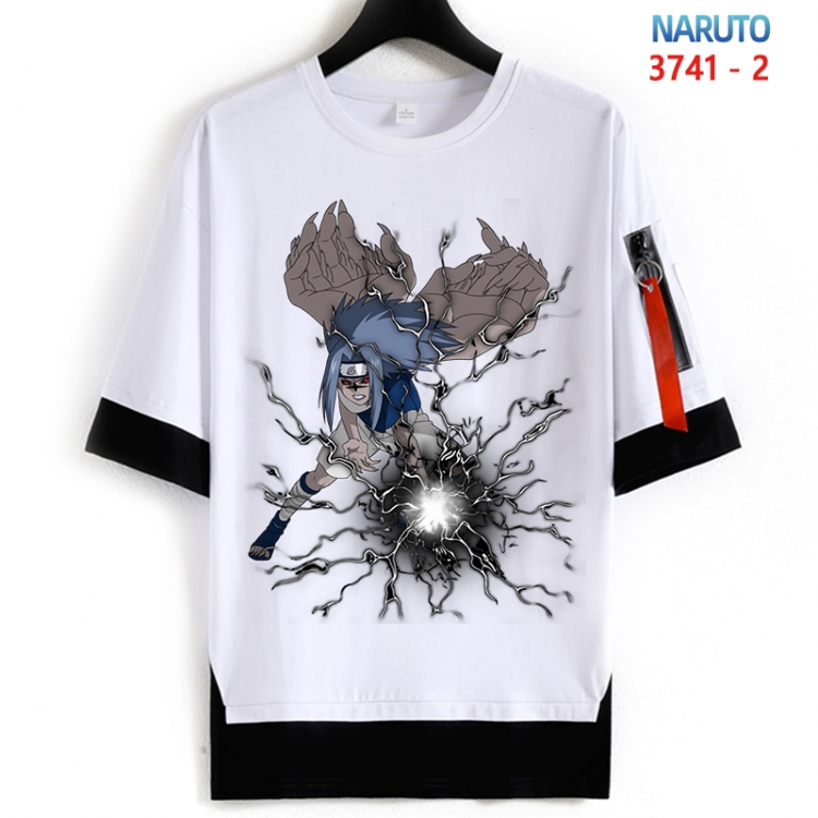 Naruto Cotton Crew Neck Fake Two-Piece Short Sleeve T-Shirt from S to 4XL HM-3741-2