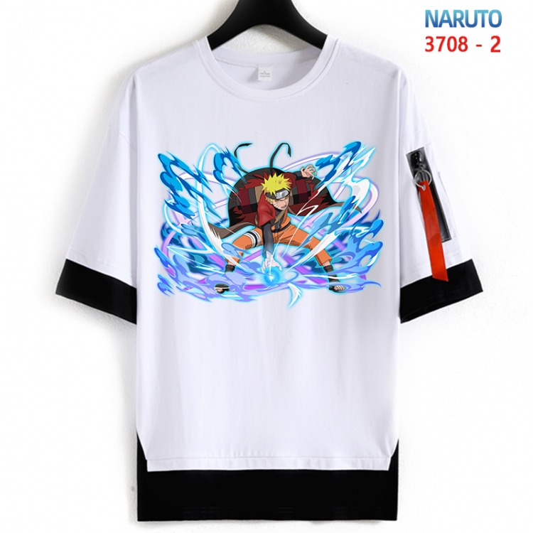 Naruto Cotton Crew Neck Fake Two-Piece Short Sleeve T-Shirt from S to 4XL  HM-3708-2