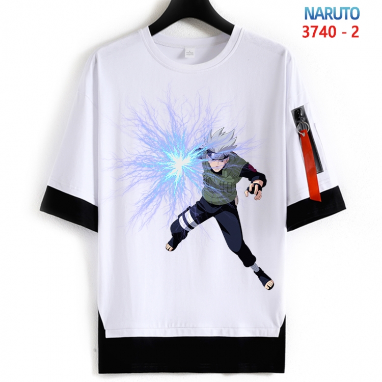 Naruto Cotton Crew Neck Fake Two-Piece Short Sleeve T-Shirt from S to 4XL HM-3740-2