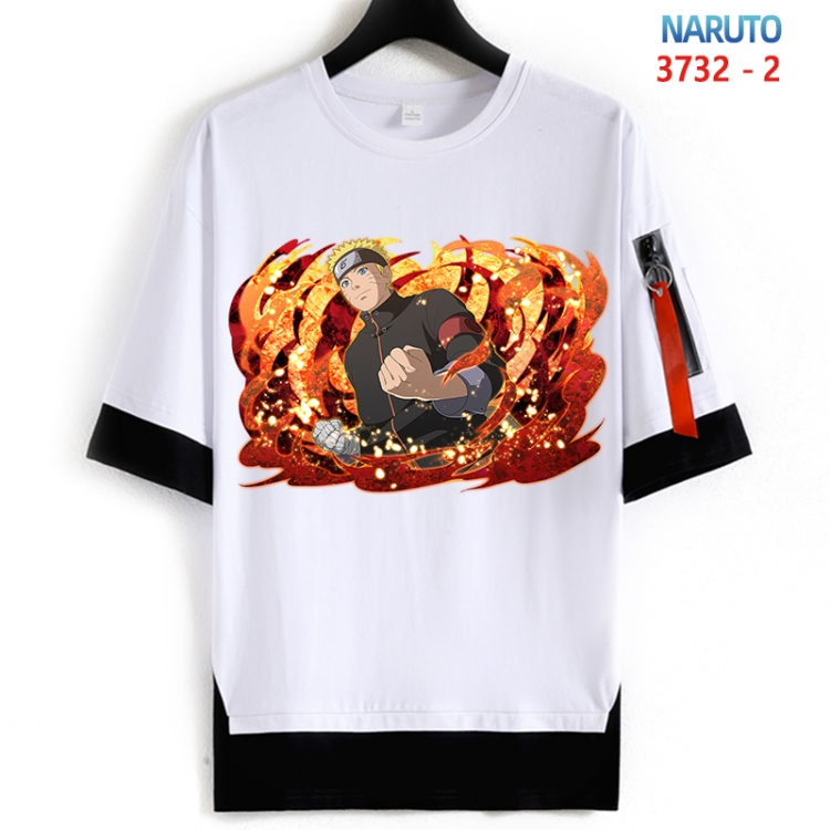 Naruto Cotton Crew Neck Fake Two-Piece Short Sleeve T-Shirt from S to 4XL HM-3732-2
