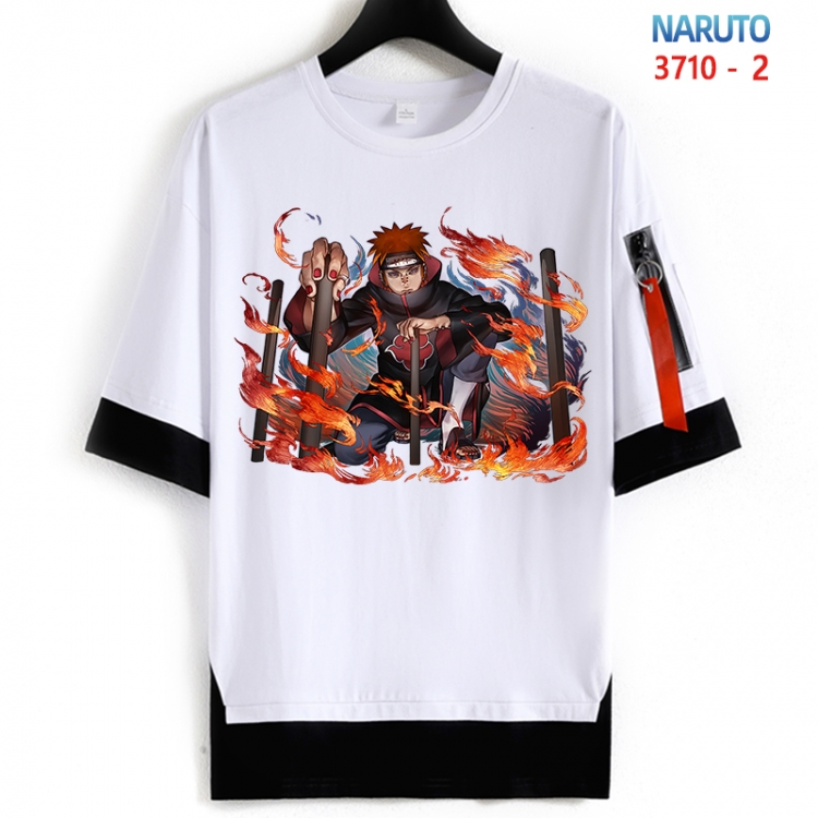 Naruto Cotton Crew Neck Fake Two-Piece Short Sleeve T-Shirt from S to 4XL HM-3710-2