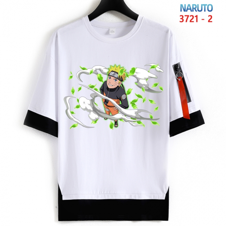 Naruto Cotton Crew Neck Fake Two-Piece Short Sleeve T-Shirt from S to 4XL  HM-3721-2