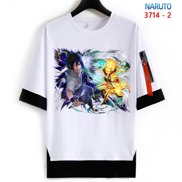 Naruto Cotton Crew Neck Fake Two-Piece Short Sleeve T-Shirt from S to 4XL  HM-3714-2